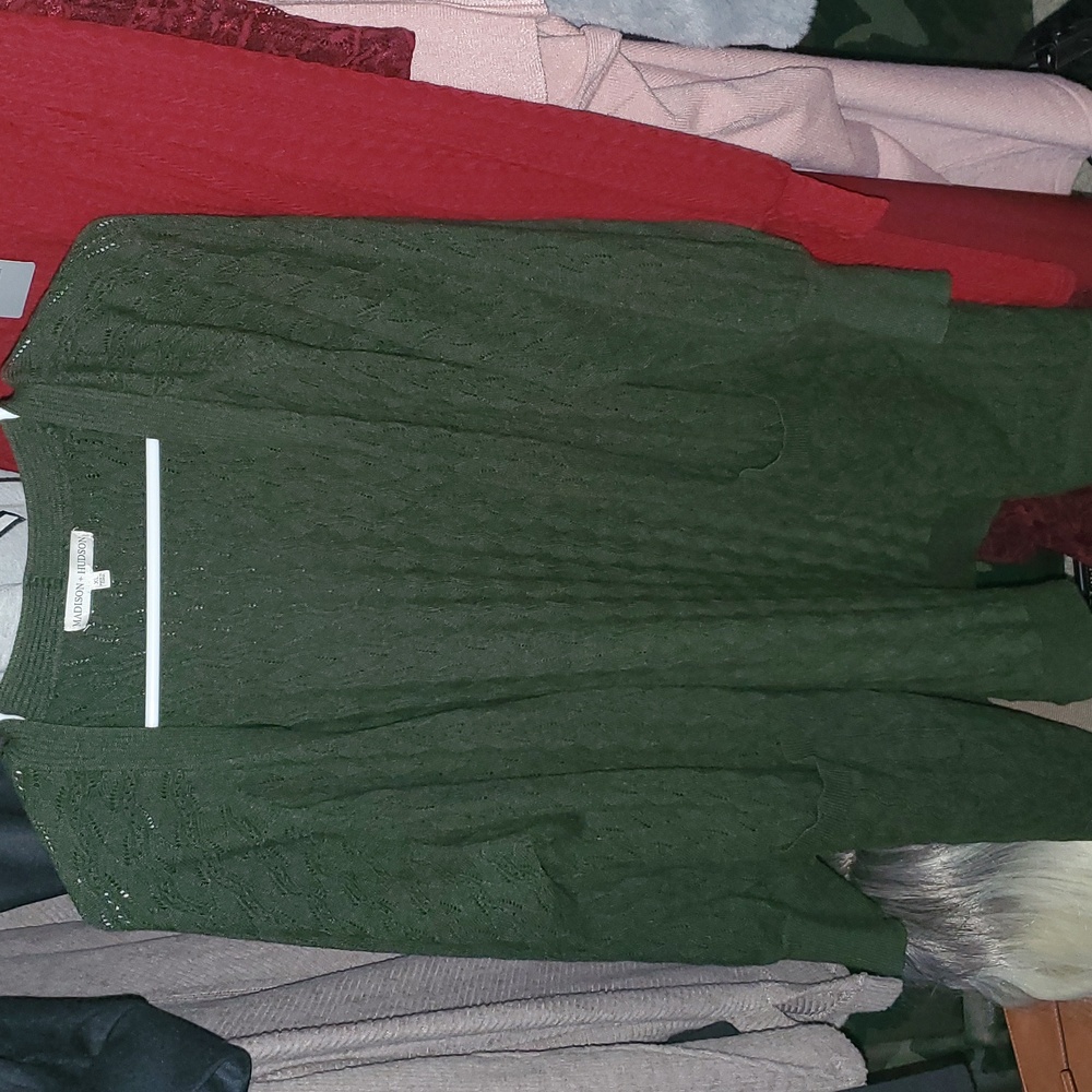 Green woman sweater.  Beautiful